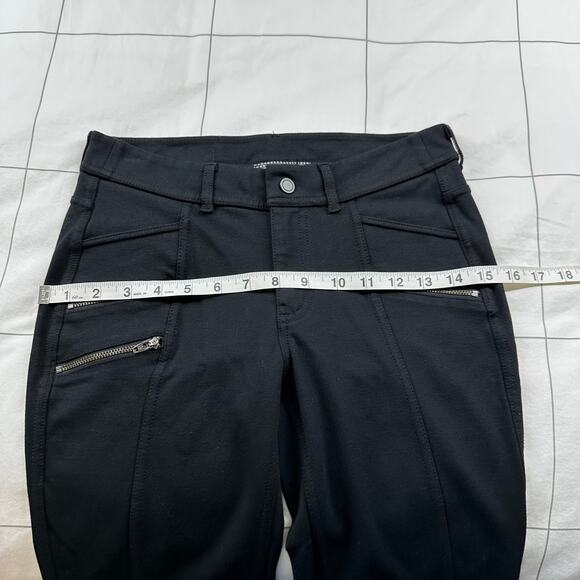Athleta Pants Womens 2 Petite Black Ponte Knit Moto Stretch Casual Zip Pockets - Picture 8 of 10